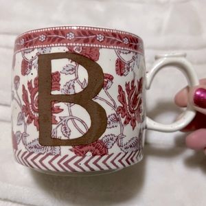 Anthropologie Block-printed Monogram Mug - B - Floral Print NWT
